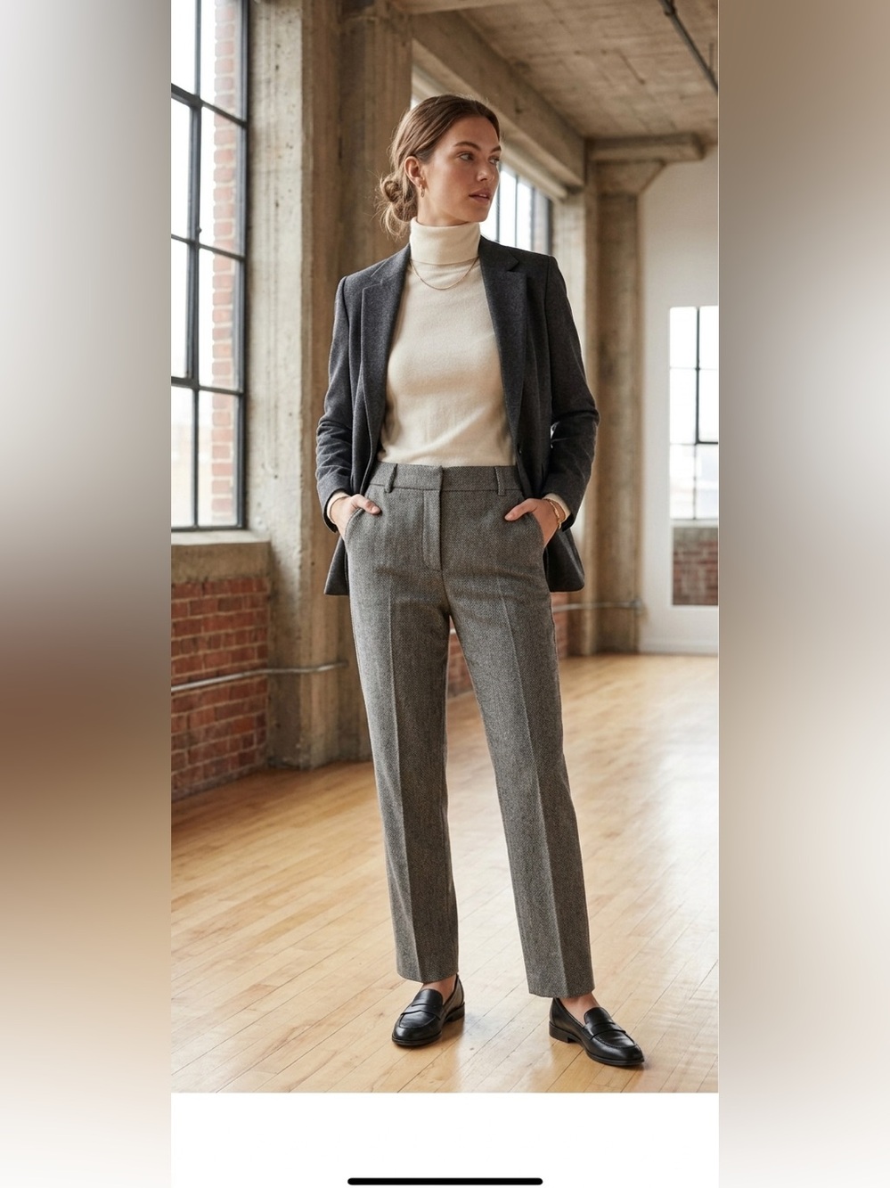 White House Black Market 6 The Slim Ankle Trouser Dress Pants S Herringbone WHBM